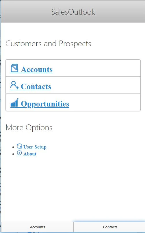 screenshot of SalesOutlook CRM